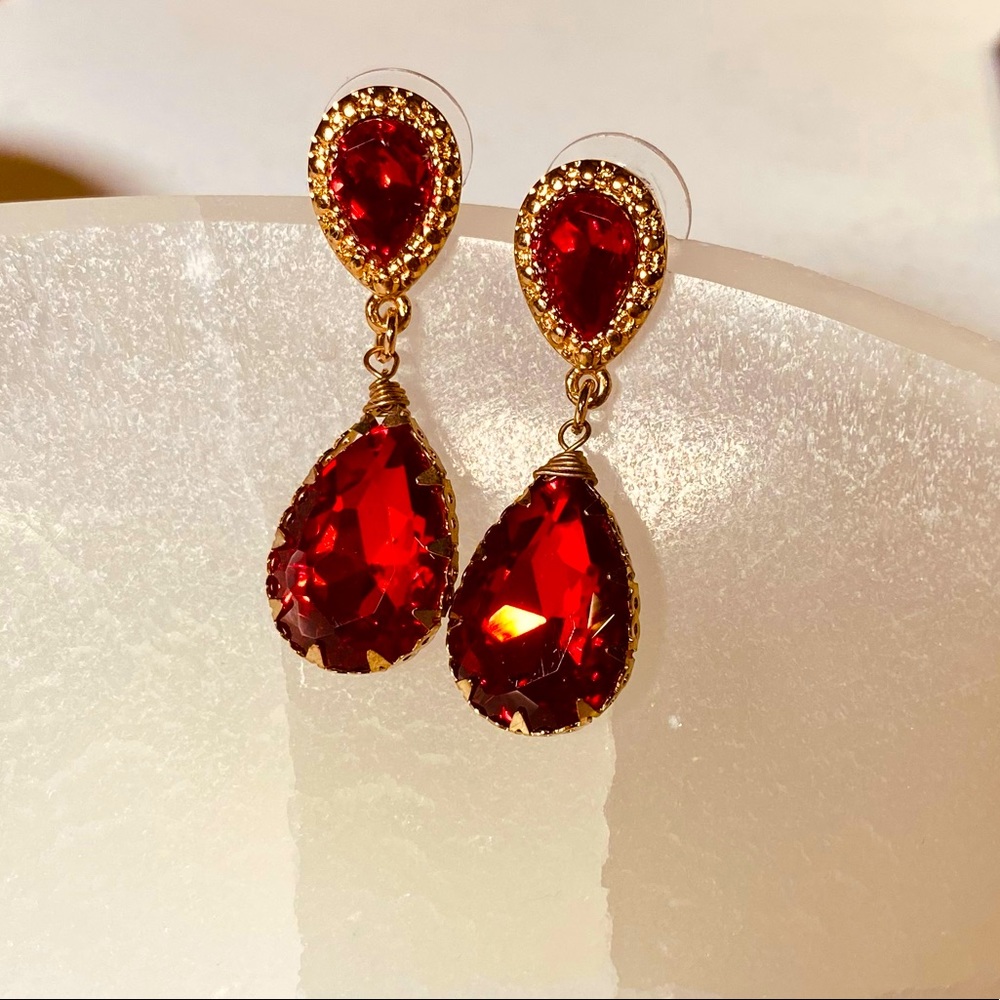 Ruby and Gold Earrings